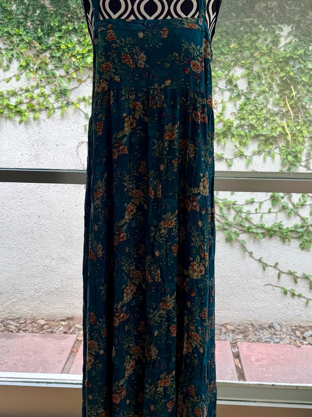Natural Life Teal Floral Bobo Maxi with Side Slit - Picture 4 of 11